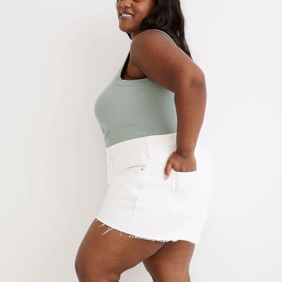 Madewell White High Rise Plus Relaxed Denim Jean Shorts Women's Size 18W i - Picture 2 of 12